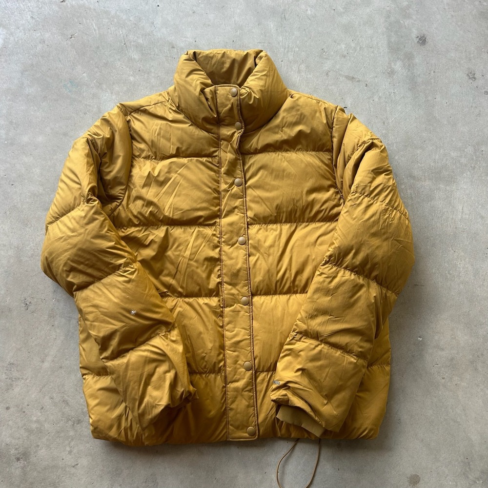 Patagonia Womens XL Silent Down Jacket Mustard Yellow Puffer Coat 27935